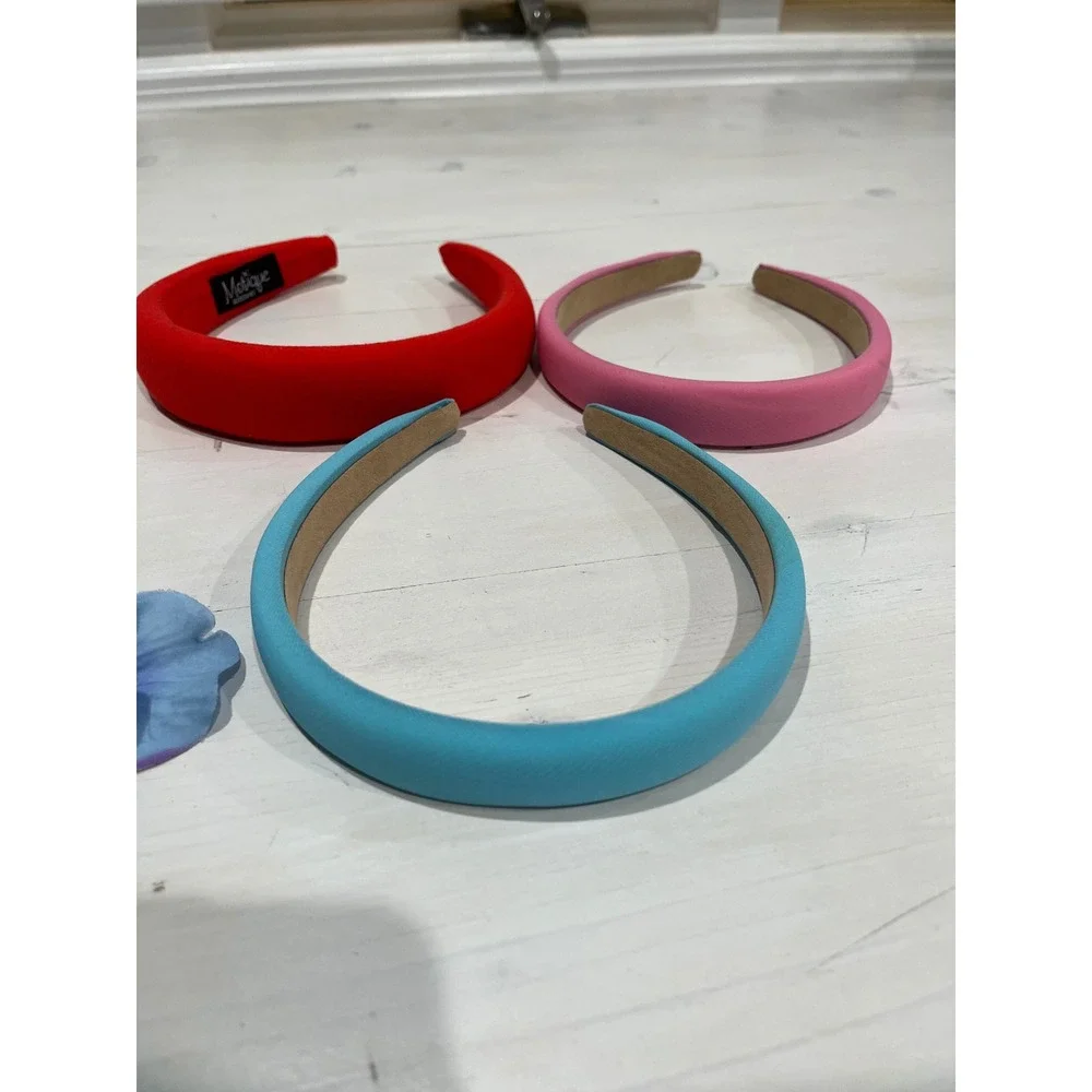 Headbands for Women - Set of 3 -‎ Red Pink Blue Padded Head Band